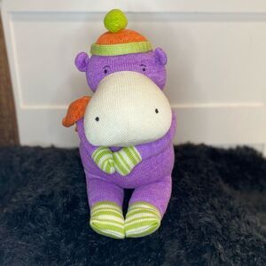 Purple Plush Hippo Stuffed Animal Toy 13" Tall Soft Cuddly Gift